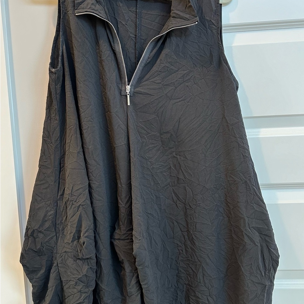 Black zip up sleeveless dress